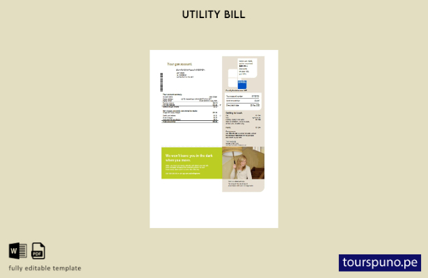 listo para imprimir plantilla de word   factura de servicios públicos de gas AGL